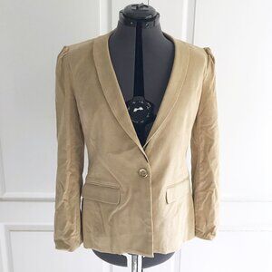 Lissa Mar Tan Corduroy Blazer Jacket, Silk Lined, Size L